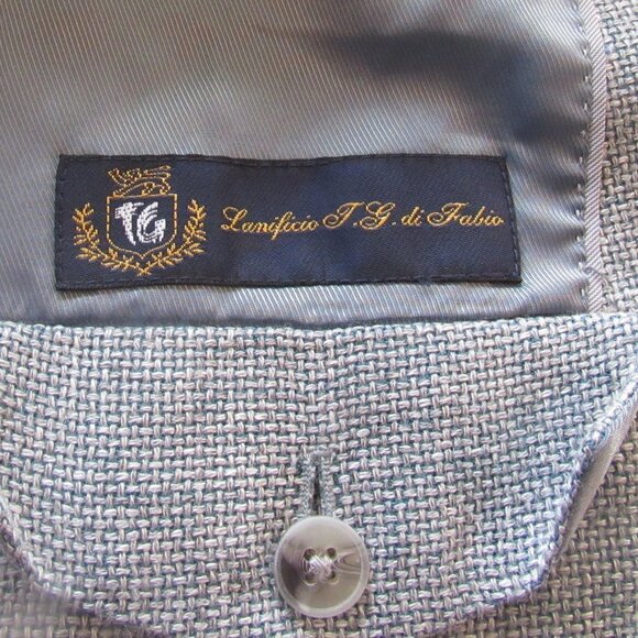 Joseph Abboud Blue Wool / Linen Blend Size 52 Regular, Double Vent, Lined  E399 - Picture 10 of 12